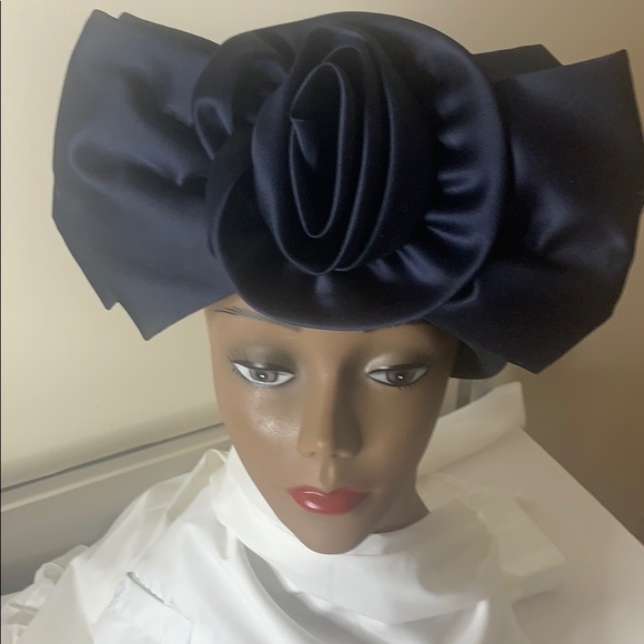 Deborah Fashions Other - Vintage 80's Big Bow Navy Blue Hat